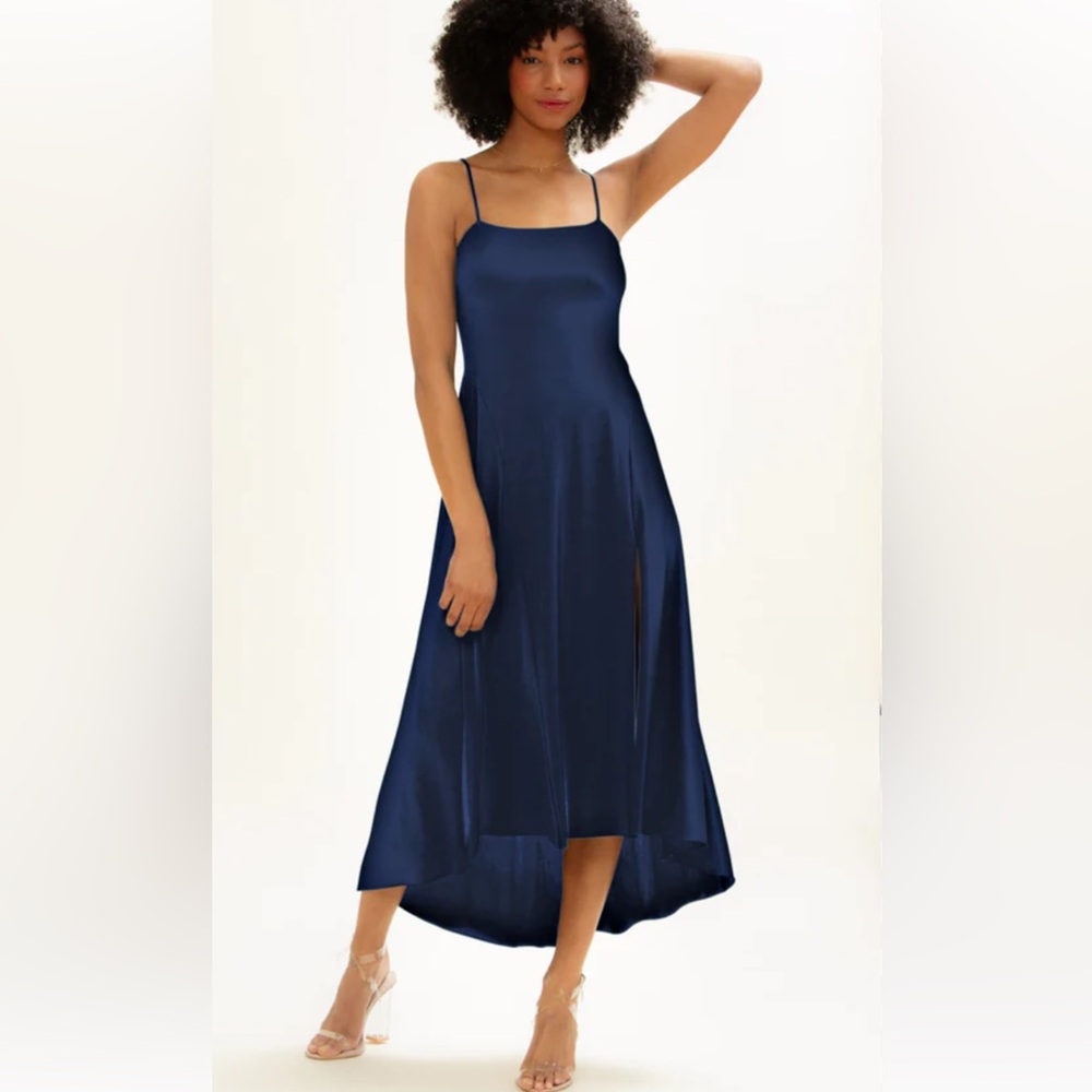 Two Birds High Low Dress Navy Sz M